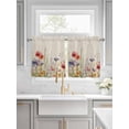 thumbnail image 2 of Half Window Curtain 36 Inches Long, Spring Floral Window Treatment Curtain Drapes, Colorful Summer Botanical Flowers Vintage Small Tier Curtains for Bathroom Over Sink, 27.5"x36", 2 Panels, 2 of 7
