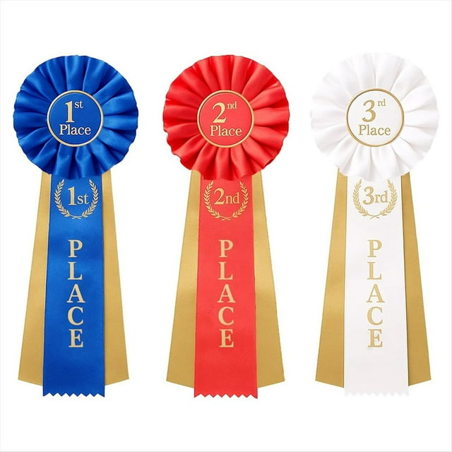 3 PCS Award Ribbons 1st 2nd 3rd, Award Ribbon Rosette Set, Satin Participation Place Winner Victory Ribbons Awards