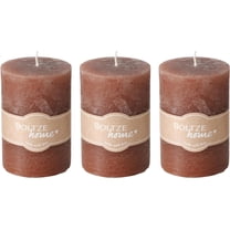 3-Piece Taupe Pillar Candles with 45-Hour Burn Time, Unscented, Marbled