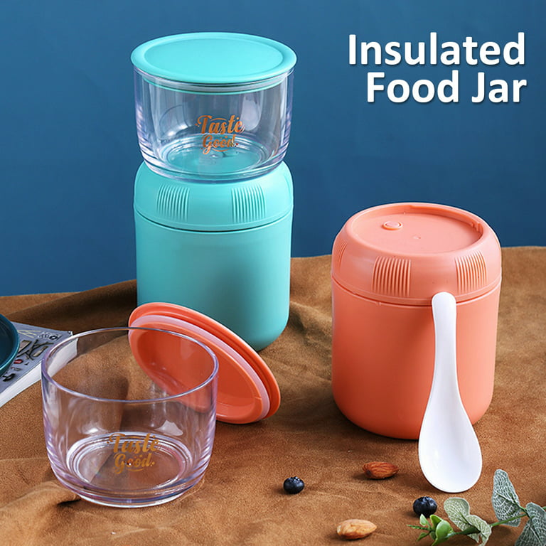 1pc Insulated Food Jar With Topping Container Oatmeal Yogurt Container Food  Soup Jar Stainless Steel Leak-proof Portable Lunch Breakfast Fruit Contain