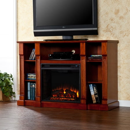 Southern Enterprises Catalina Media Fireplace Stand for TVs up to 50", Classic Mahogany