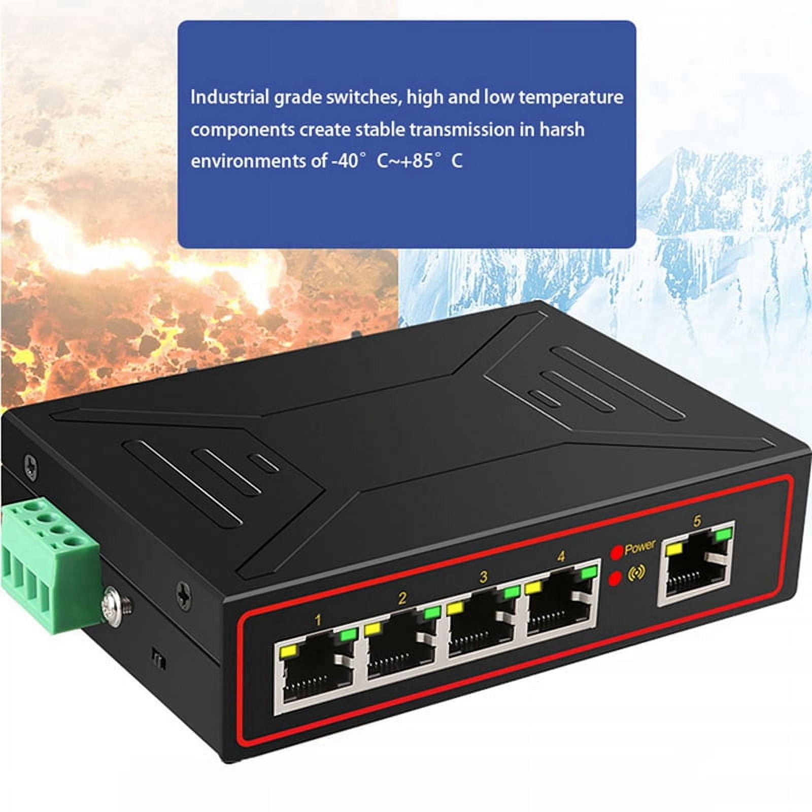 2X 5 Ports 100M Industrial Network Switch RJ45 Hub Internet Splitter RJ45 Switch Plug &Play DIN Rail Type Enhance Switch