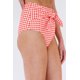 thumbnail image 2 of ABPHQTO Braguitas de bikini de talle alto con lazo en la parte delantera y estampado a cuadros rojos para mujer, 2 of 5