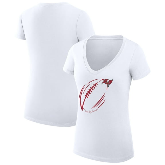 Women's G-III 4Her by Carl Banks White Tampa Bay Buccaneers Super-Slim Fit Lightweight Subtle Football V-Neck T-Shirt