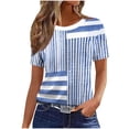 thumbnail image 2 of Homenesgenics Womens Tops Plus Size 4x 5x Loose-Fit Cute Party Shirts Free-Style Printed Round-Neck Short-Sleeve Summer T-Shirts Casual Tee Blue XXXL, 2 of 5