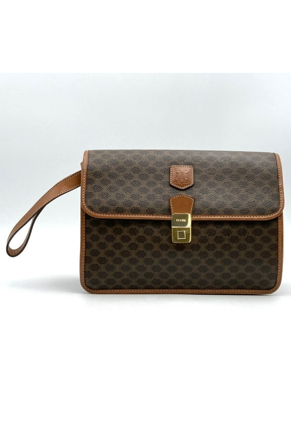 Pre-Owned CELINE M08 Second Bag, Macadam Brown Clutch Bag for Men and Women (Good)