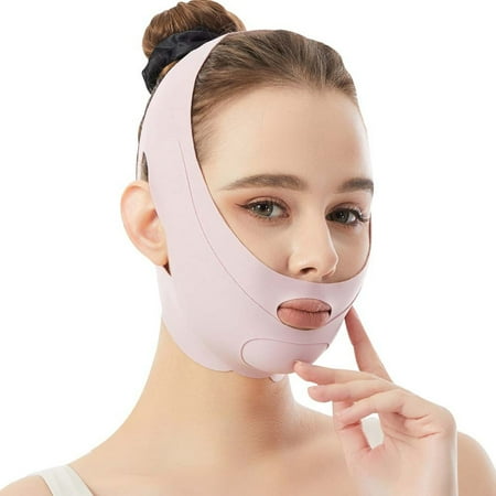 V Face Elevating Mask 078 Pink Color Lip Coverage Design Breathable Precision Chin Tightener Bandage with Full Lip Protection for...