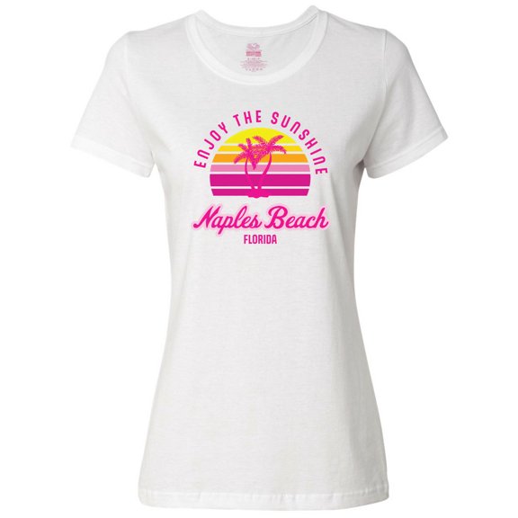 Inktastic Summer Enjoy the Sunshine Naples Beach Florida in Pink Women's T-Shirt