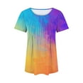 thumbnail image 4 of Enjoytime T Shirts For Women Colorful Printed Short Sleeve Crew Neck Top Loose Comfy Soft Woman's Tee Shirt Tops, 4 of 7
