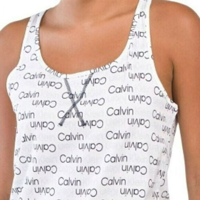 Calvin Klein Women\'s 2-Pc Pj Soft Cotton Double Logo Print Lounge Sleep  Tank and Shorts Pajama Set
