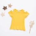 thumbnail image 3 of GYRATEDREAM Toddler Baby Girl Ribbed Short Sleeve Off-Shoulder Top T-Shirt Summer Clothes 2-3 Years, 3 of 4