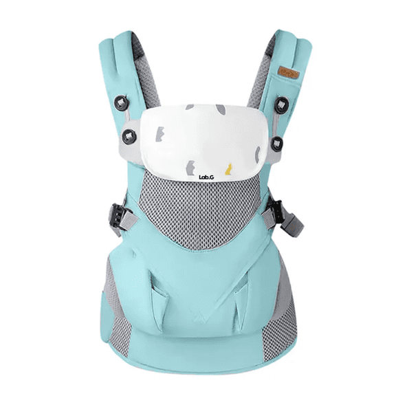 Cangurera Bebe Mochila Portabebés Canguros Ergonómica Asiento Lab.G  Azul Gris