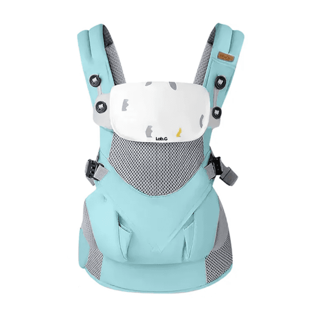 Cangurera Bebe Mochila Portabebés Canguros Ergonómica Asiento Lab.G Azul Gris
