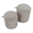 thumbnail image 4 of Tray Nesting Ottoman Set, Storage Ottoman, Small Ottoman, Round Ottoman Foot Rest, Pouf Ottoman, Foot Stool Ottoman for Living Room, Fabric Ottoman with Storage (Light Brown), 4 of 6