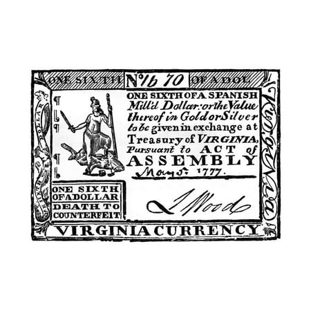 Virginia Paper Money, 1777 Print Wall Art (Best Paper To Print Money On)