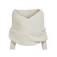 thumbnail image 2 of XIYON Sweaters for Women Off The Shoulder Fall Sweaters Elegant Casual Ribbed Knit Long Sleeve Tops Fall Fashion Outfits, 2 of 5