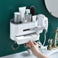 thumbnail image 4 of TIMIFIS Hair Dryer Holder Wall Mount, Towel Toothbrush Toothpaste Perfume Comb Blow Dryer Holder Organizer Storage Hanging Shelf Rack Stand, Bathroom Organizer -, 4 of 7