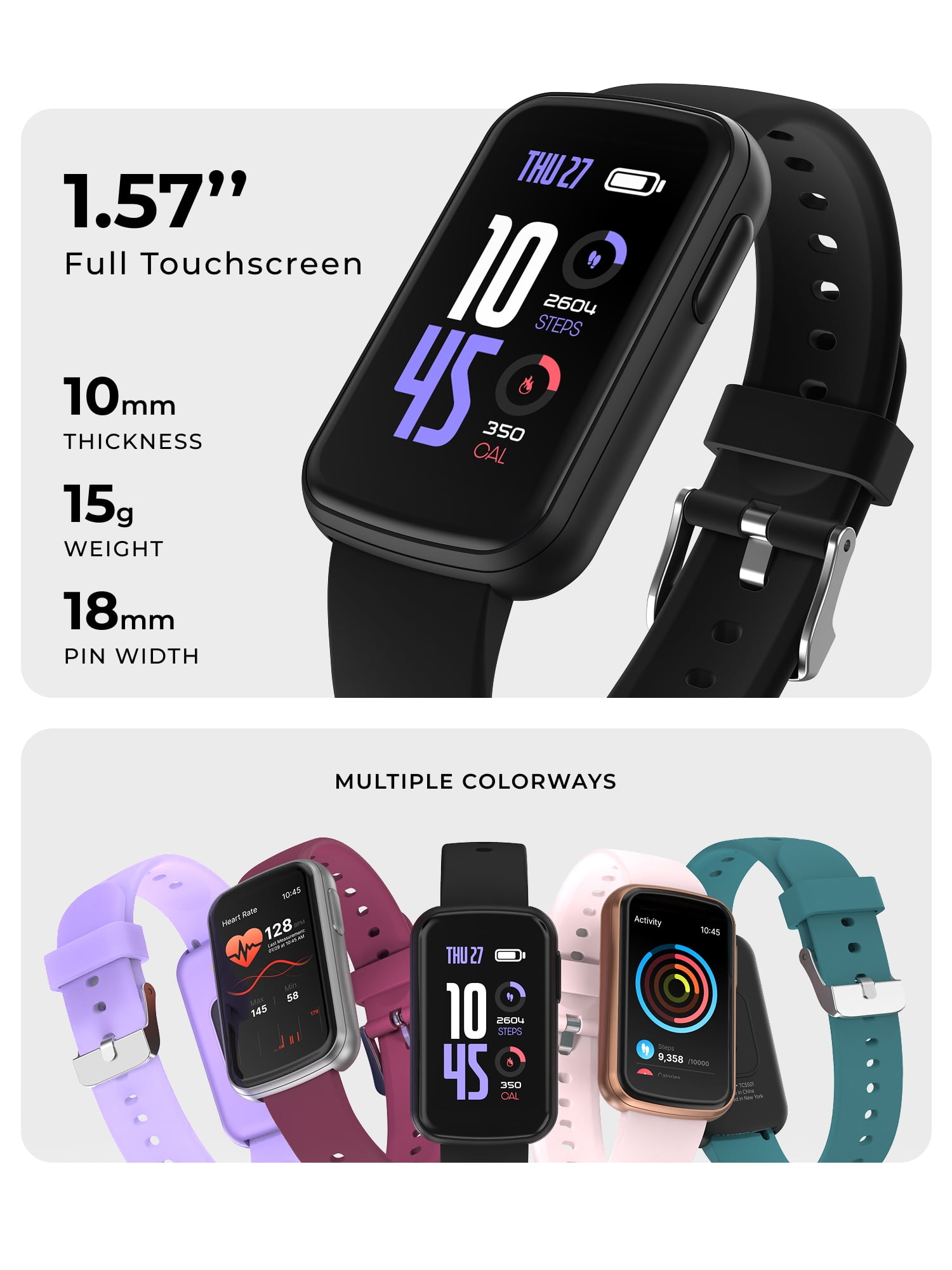 iTech Active 4 Unisex Adult Smartwatch Fitness Tracker, Black, Silicone Strap