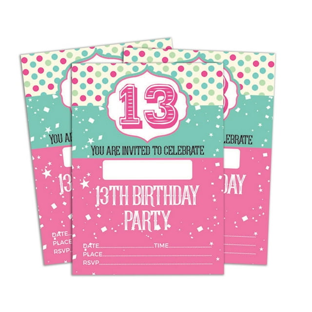 Darling Souvenir Multicolor Birthday Invitation Card Printable Fill or Write In Blank Invites Party Supplies Pack Of 28 5 x 7 Inches