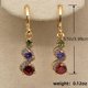 thumbnail image 3 of Vintage Swirl Round Green Stone Drop Dangle Earrings Women's Wedding Party Decor 14K Gold Plated 1Pair, 3 of 4