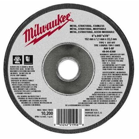 

Milwaukee Type 1 Cut-Off Wheel