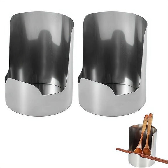 Multi-Functional Kitchen Utensil Holder, Stainless Steel Countertop Organizer for Spoon Spatula Ladle, Pot Lid Stand & Cutting Board Rack, Space-Saving Storage Caddy 2PC