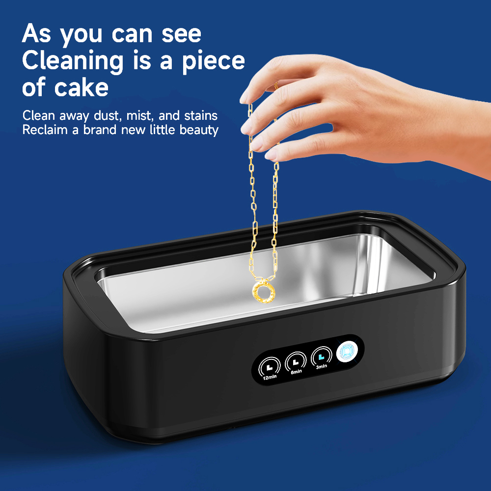 Dr.Pedi 650ML Large Capacity Ultrasonic Cleaner, Jewelry Glasses Denture Retainer Cleaning Machine with Digital Timer (3/6/12 Mins), for Eyeglasses, Rings, Earrings, Aligners - Black​