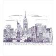 thumbnail image 3 of New York Duvet Cover Set, Sketchy Simple View of NYC of Liberty Freedom Ellis Island Print, Decorative 3 Piece Bedding Set with 2 Pillow Shams, Queen Size, Purple White, by Ambesonne, 3 of 3