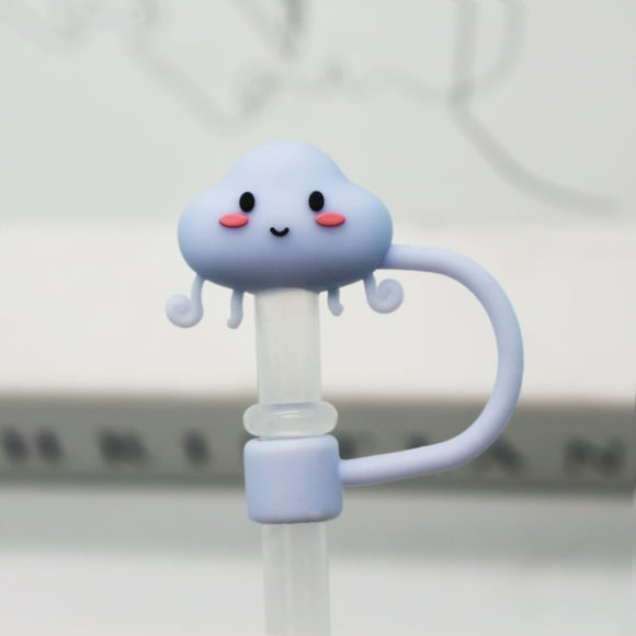 Tapa de pajita de silicona de 8-10 mm, bonita tapa de pajita a prueba de polvo con dibujos de flores, tapa de pajita reciclable