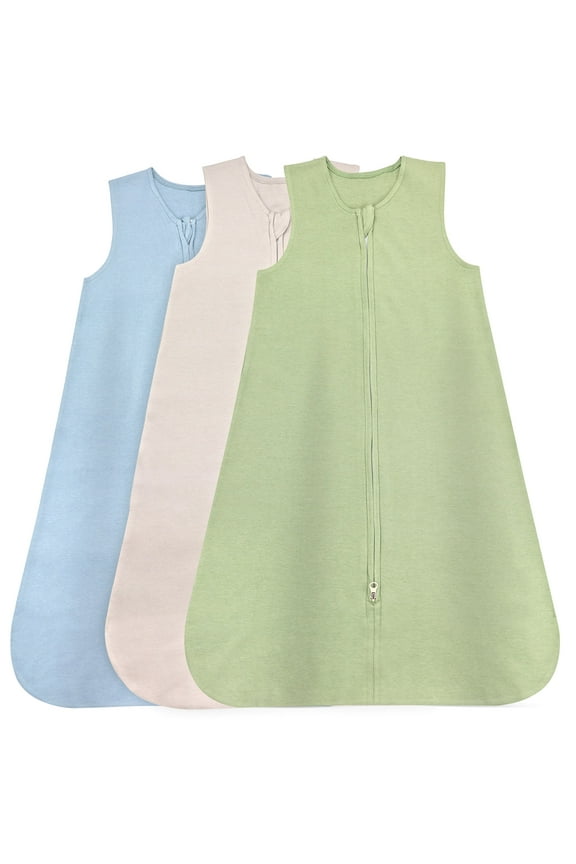 Baby Wearable Blanket, Cotton Sleep Sacks for 6-12 Months, 3 Pack Unisex Sleeping Bag Sack, Medium Size, 2-Way Zipper, 0.5 Tog Breathable Cotton - Solid Grey