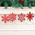 thumbnail image 3 of FXMLRLK 12 Pack Red Snowflake ornaments with Rope,Plastic Glitter Snow Flakes ornaments for Winter Christmas Tree Decorations Size Varies Craft Snowflakes,Style B-Red, 3 of 3