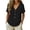 Black, variant on Women's V-Neck Short Sleeve Top Casual Loose Fit Double Pocket Button Down Blouse Lightweight Summer Tunic Shirt