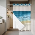 thumbnail image 4 of Teal Blue Gradient Beach No Hook Shower Curtain with Snap in Liner Abstracts Seaside Ocean Wave Coastal Waterproof Bathroom Shower Curtain with See Through Top Window for Bathtub 60" x 72", 4 of 9