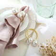 thumbnail image 6 of Naler Pearl Napkin Rings Set of 12, Gold Napkin Ring Holders for Party Wedding Dinning Table Decor, 6 of 8