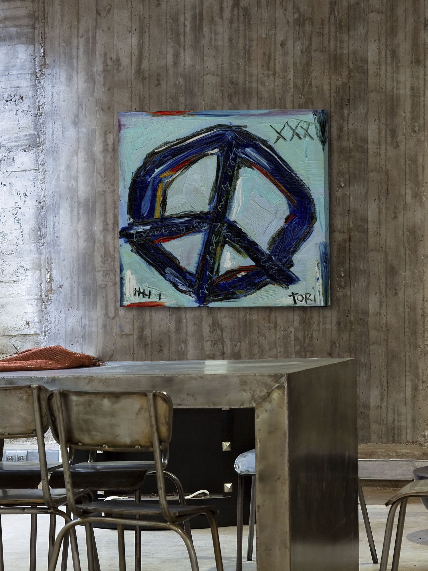 Marmont Hill "Blue Peace" by Tori Campisi Painting Print on Canvas
