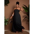 thumbnail image 5 of Black Plus Size Womens Summer Halter Tie Waist Flowy Maxi Dress With Back Knot Detail, 5 of 8