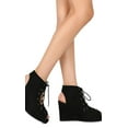 thumbnail image 2 of New Women Qupid Trail-15 Faux Suede Peep Toe Lace Up Platform Wedge Sandal, 2 of 3