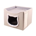 thumbnail image 4 of Cama de gato plegable para múltiples pequeñas mascotas gatito gatito anti -scratch cueva lavable Beige, 4 of 8