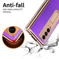 thumbnail image 2 of K-Lion for Samsung Galaxy Z Fold 3 Cross Pattern Case, Luxury PU Leather Hybrid Plating PC Hidden Kickstand Cover Shockproof Protective Folding Slim Hard Case for Samsung Galaxy Z Fold 3,Purple, 2 of 7