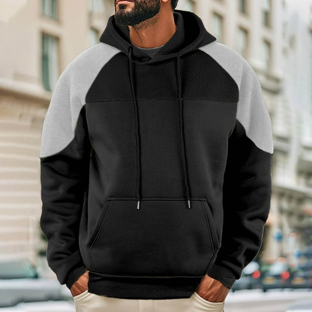 WILLBEST Sudaderas para Hombre Men'S Casual Loose Colorbl Ocked Hooded Sweatshirt Grande