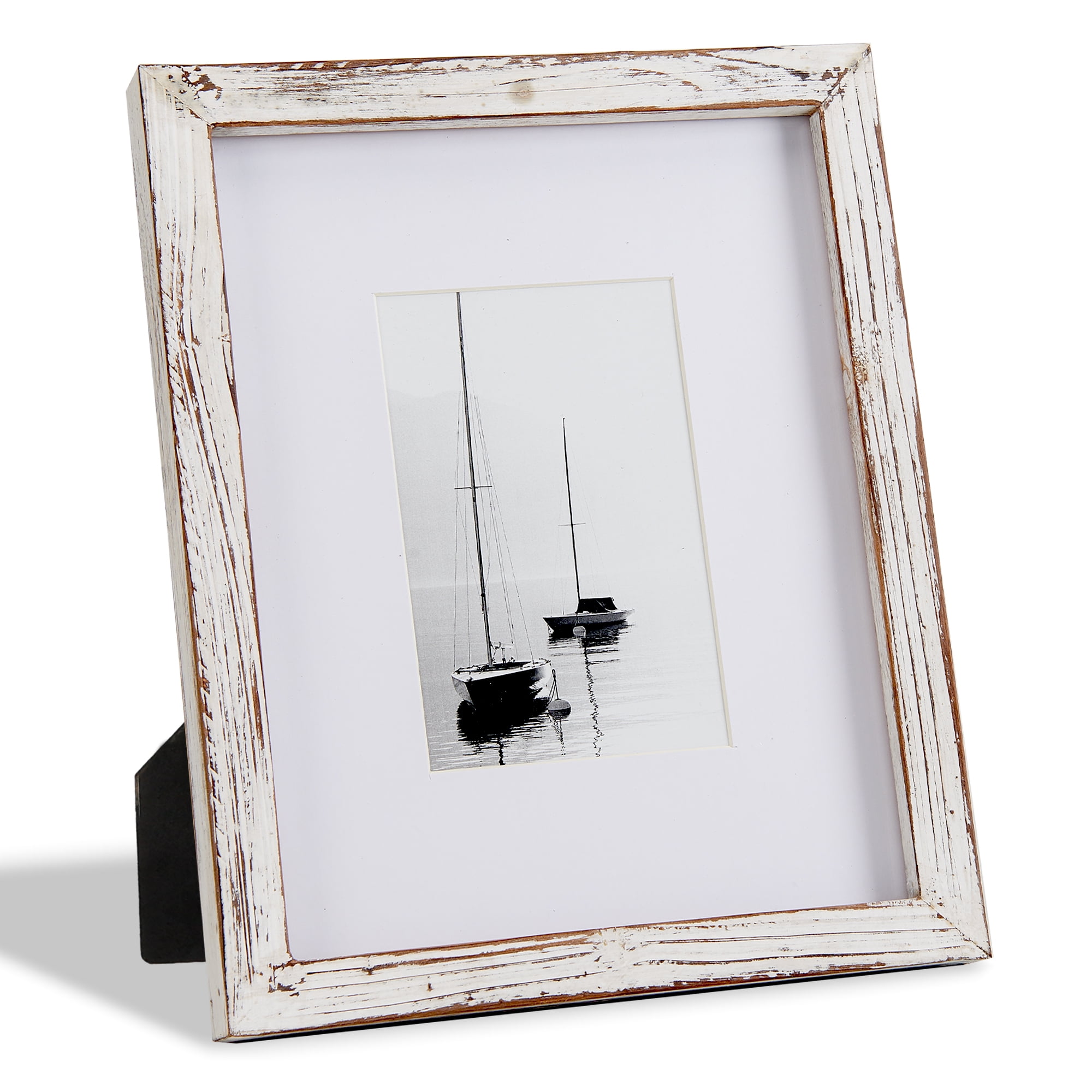 Barnyard Designs Rustic Farmhouse Distressed Picture Frame with Mat