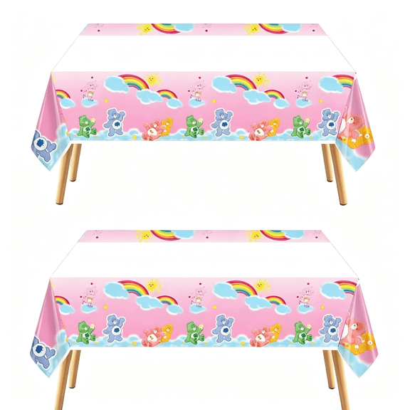 SIRIA 2Pcs Cute Bear Party Supplies Tablecloth Pack Plastic Table Covers for Kids Cute Bear Theme Birthday Party Decorations 70X42.9 Inch, Plastic Table Covers for Kids Plastic Table Cloth