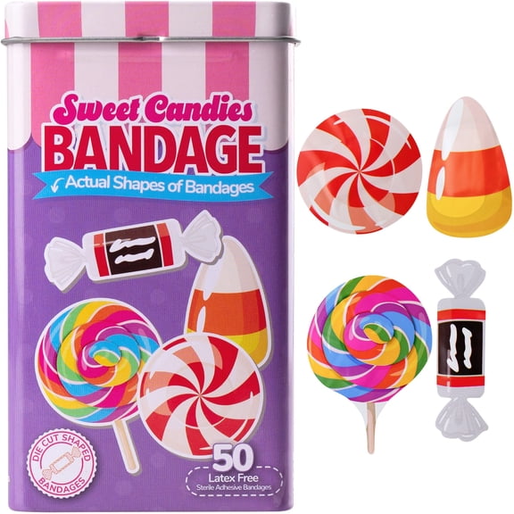 BioSwiss Sweet Candies Bandages, 50 Count