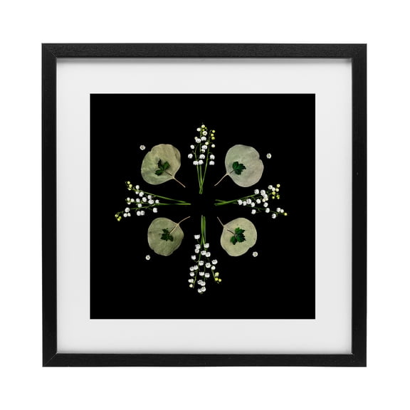 Stupell Industries Leaves & Wildflowers on Black Black Framed Print Under Glass, design by Beth Adoette