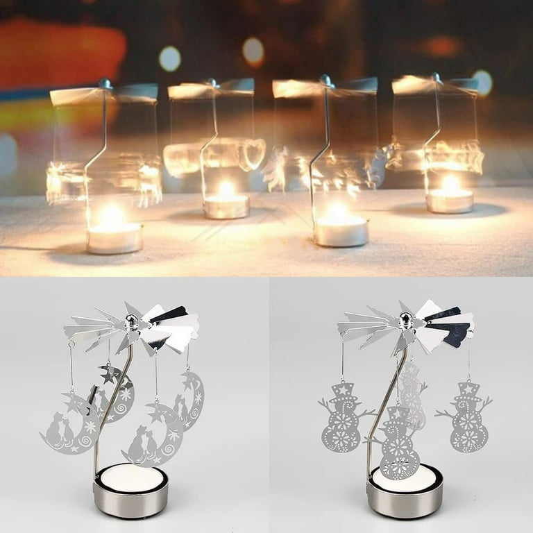 Pikadingnis Spinning Candle Holder, Silver Rotating Candlestick Candle  Toppers Jar Candle Accessories, Romantic Spinning Candle Metal Holder for  Christmas Valentines Day Wedding Party Home Decor Gift 