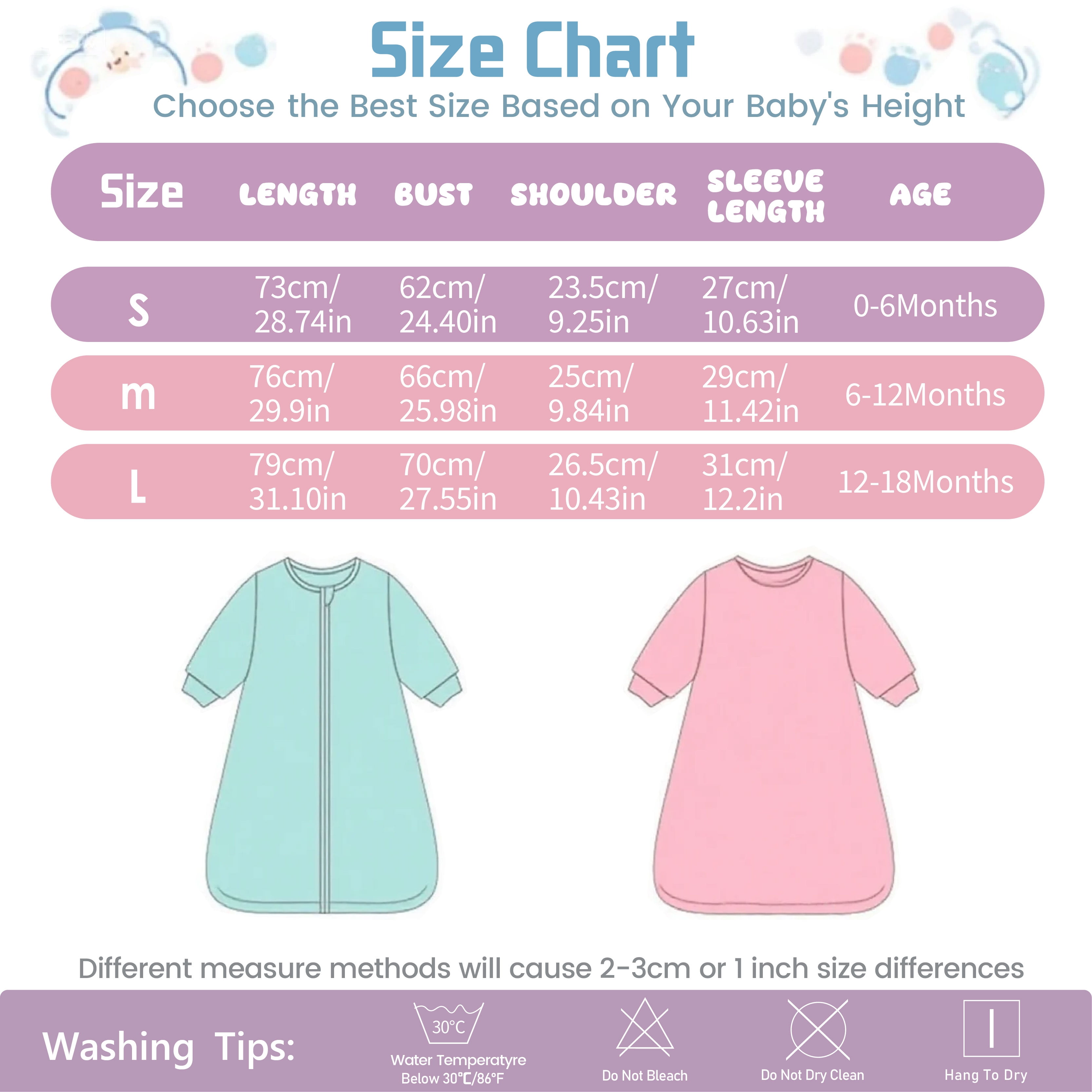 Baby Warm Sleeping Bag - Pink, 100% Polyester Fiber, Double Zipper Design, 3 Sizes (0-6M)