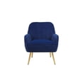 thumbnail image 3 of Velvet Accent Chair, Modern Wingback Armchair with Gold Metal Legs, Comfy Single Sofa Chair Side Chair with Tufted Backrest and Armrests, Upholstered Reading Chair for Living Room, Bedroom, Navy, 3 of 7