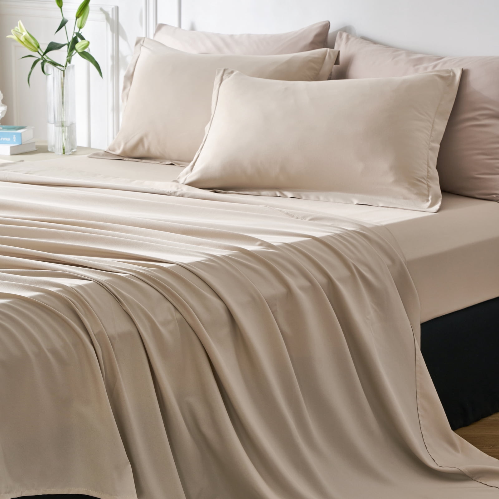 Davulos Comforters Queen Size,7 Pieces Bed in a Bag for All Season Bedding Set Alternative Khaki Comforters Set