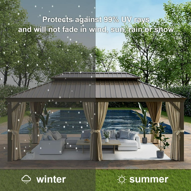 Aoxun 12'x20' Hardtop Gazebo, Outdoor Metal Cover, Pavilion