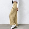 thumbnail image 5 of XFLWAM Womens Wide Leg Dress Pants Business Casual Flowy Work Palazzo Pants High Waisted Slacks Trousers with Pockets Khaki L, 5 of 9